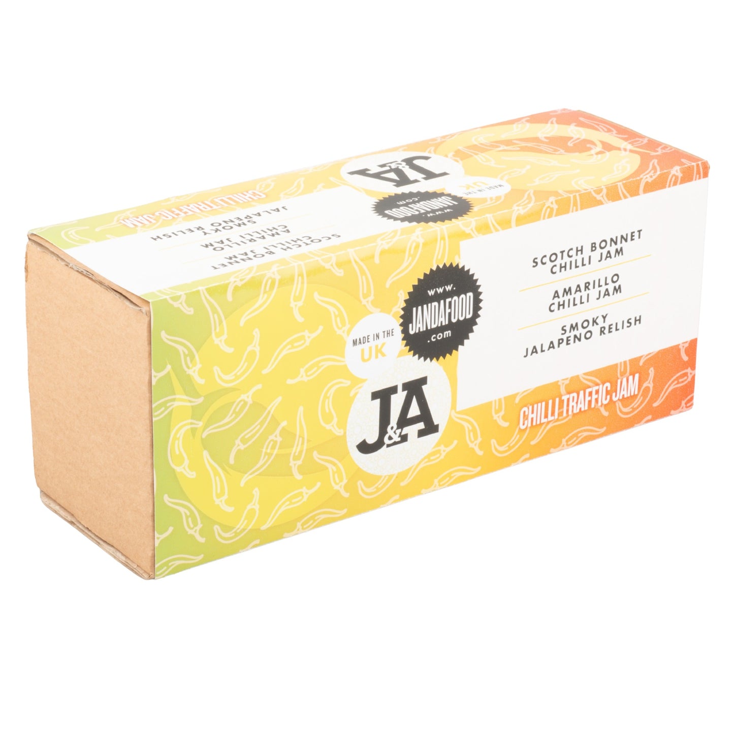 Janda Food Traffic Chilli Jam Gift Box featuring three artisan chilli jams and relishes in a decorative box